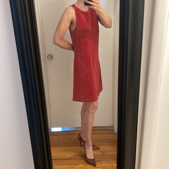 Vintage Red Sparkly Shift Dress by All That Jazz - Size 4-6 90's Y2K - Picture 11 of 12